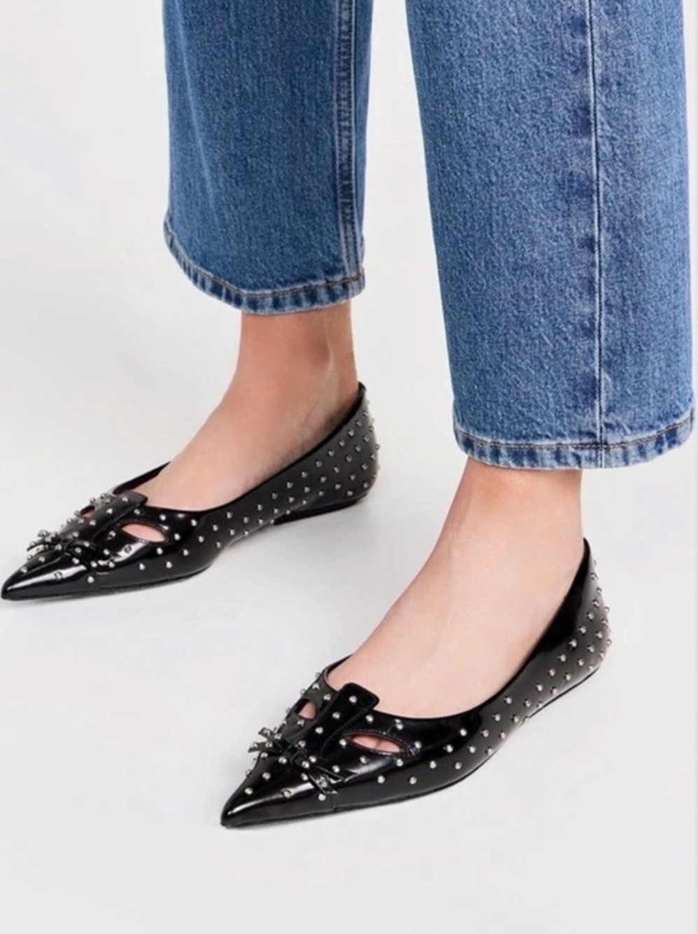 Marc Jacobs The Glam Studs Kat Ballet Flats Studded Pointed Ballet Flats Black